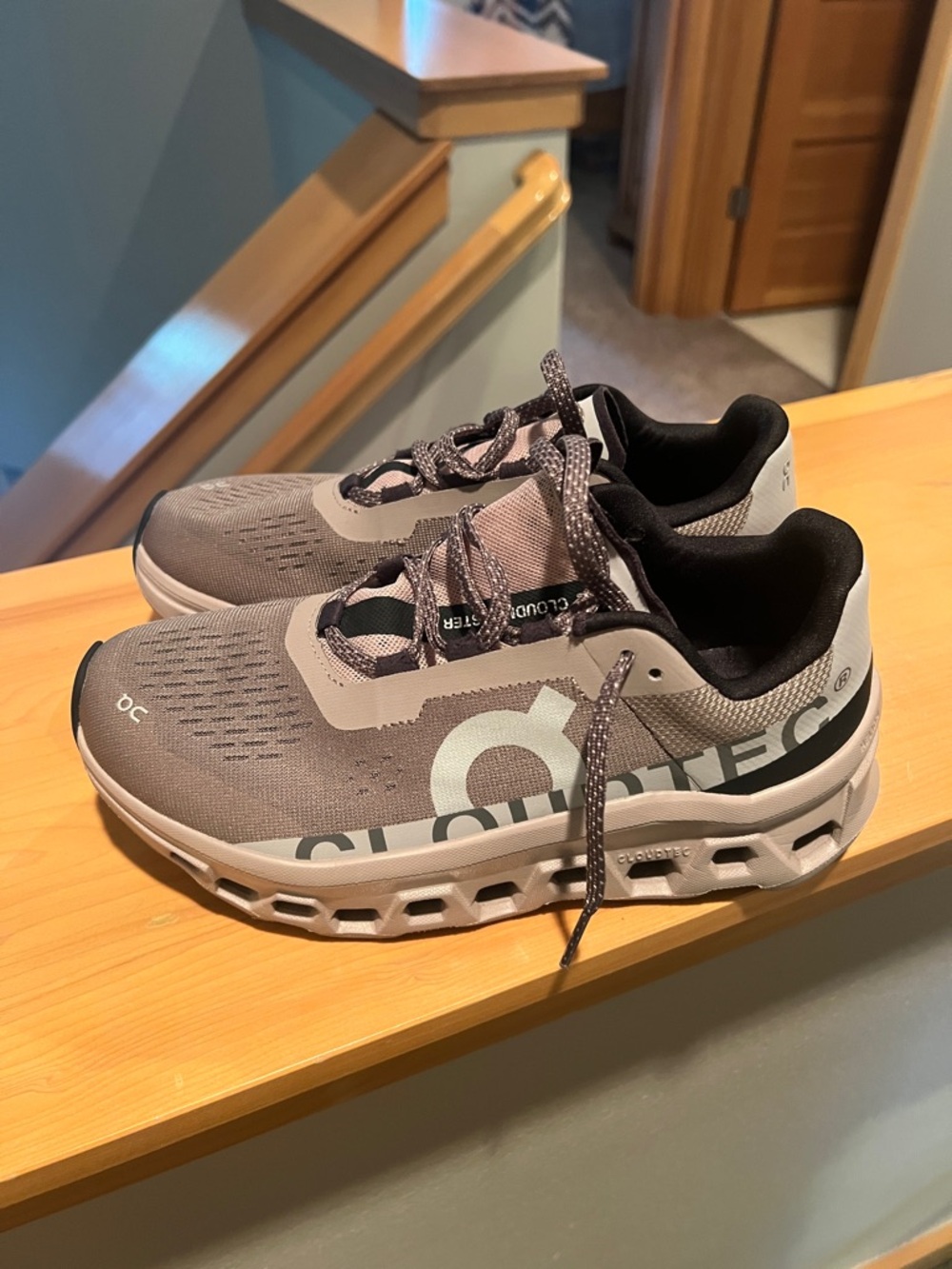Women’s On Running Cloudmonster Sneakers - Gray with Black Accents - Picture 3 of 7